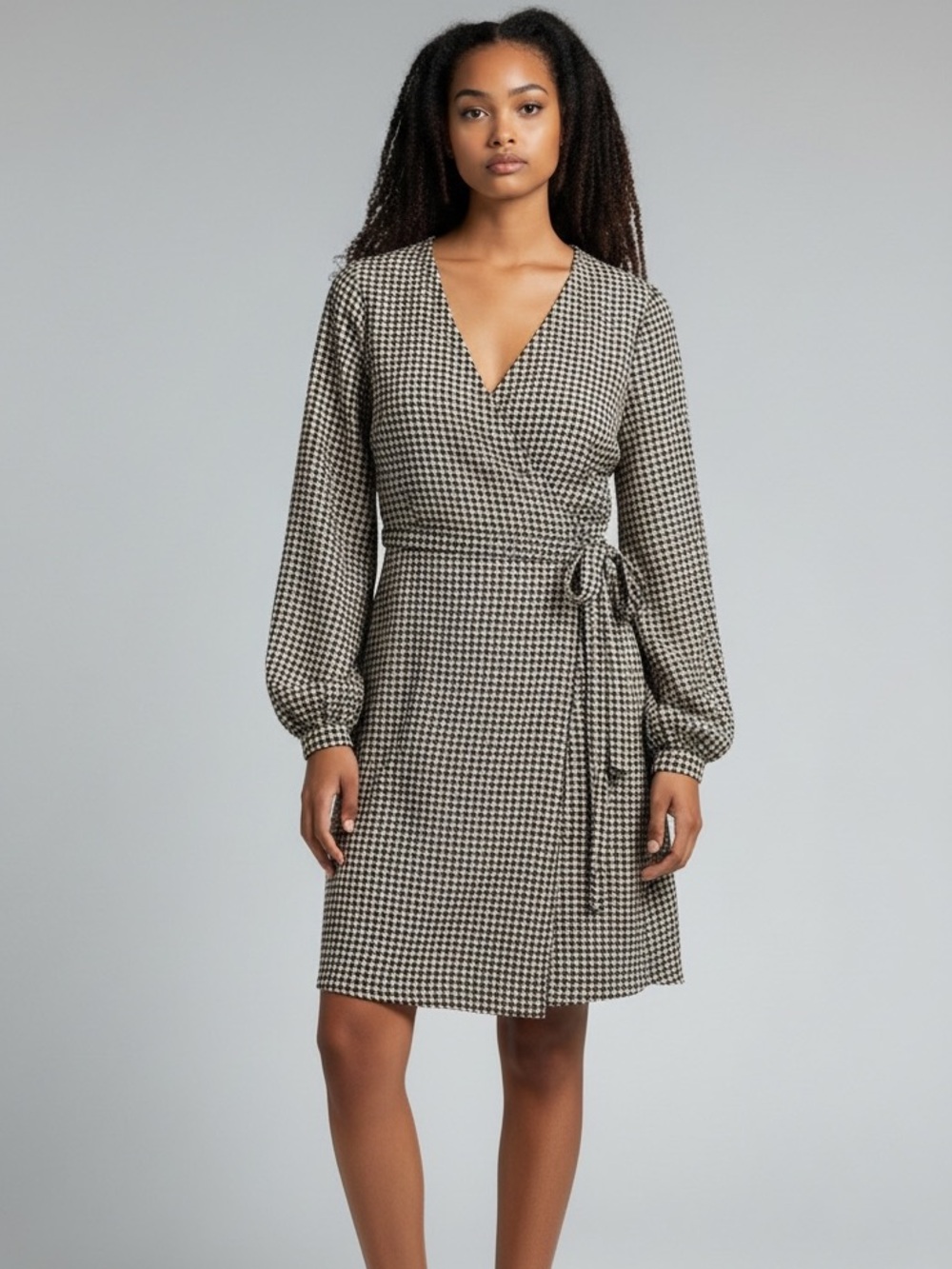 Banana Republic Black & Tan Geometric Print Wrap Dress Size 4